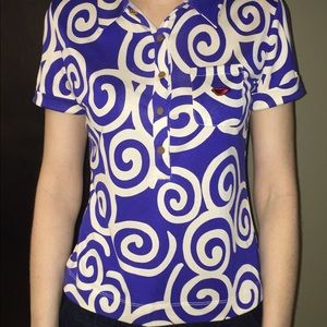 DVF Polo with lip print embroidery